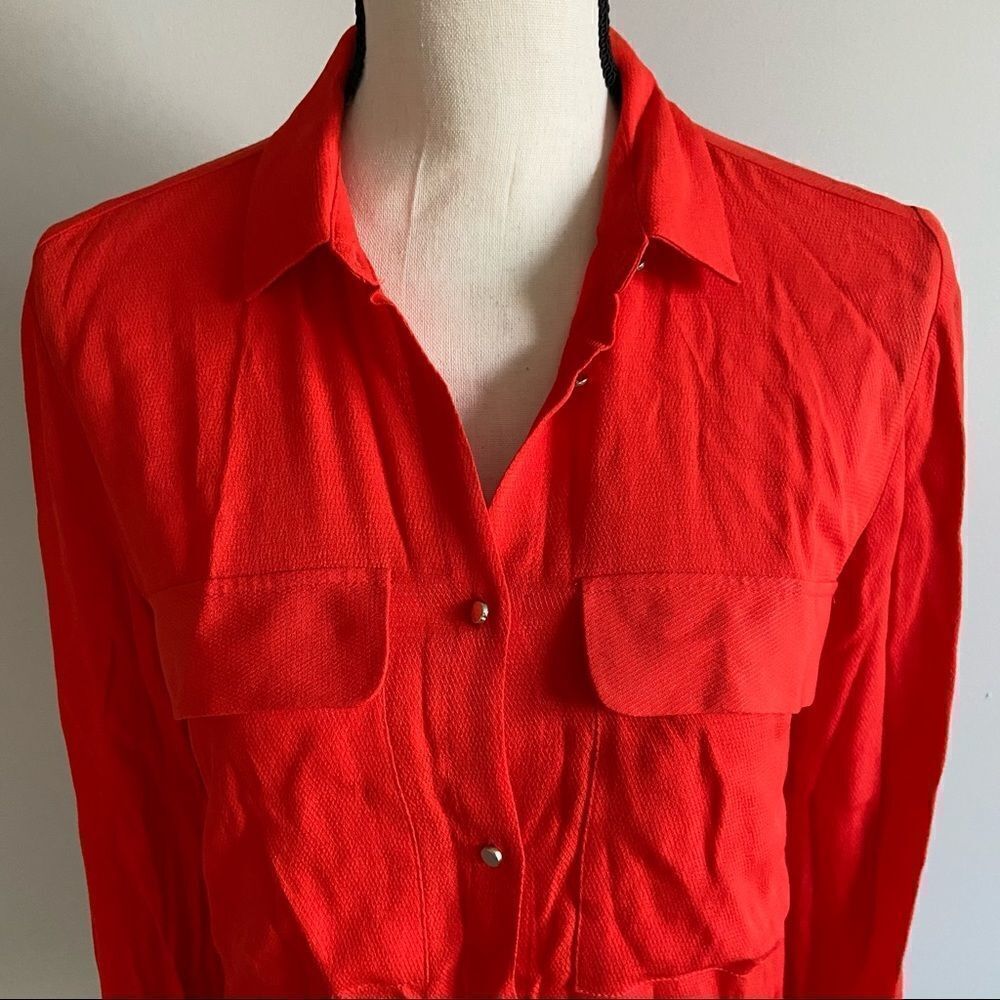 Zara Red Button Up Blouse - Picture 2 of 4